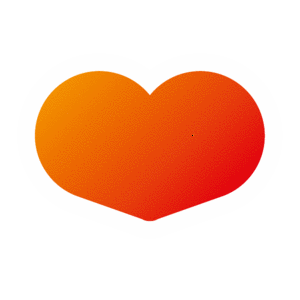 Ein Herz das einen Farbverlauf von hellem Orange zu dunklem Orange hat.